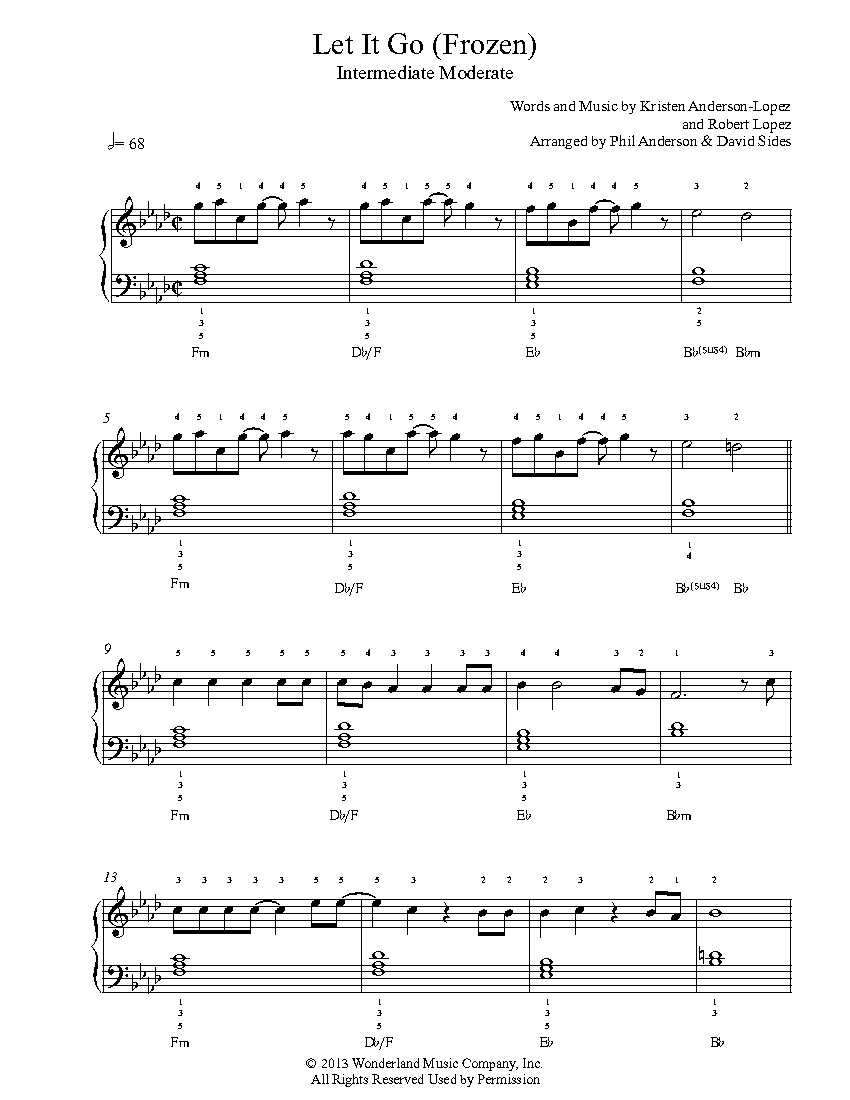 Let It Go by Frozen Piano Sheet Music | Intermediate Level