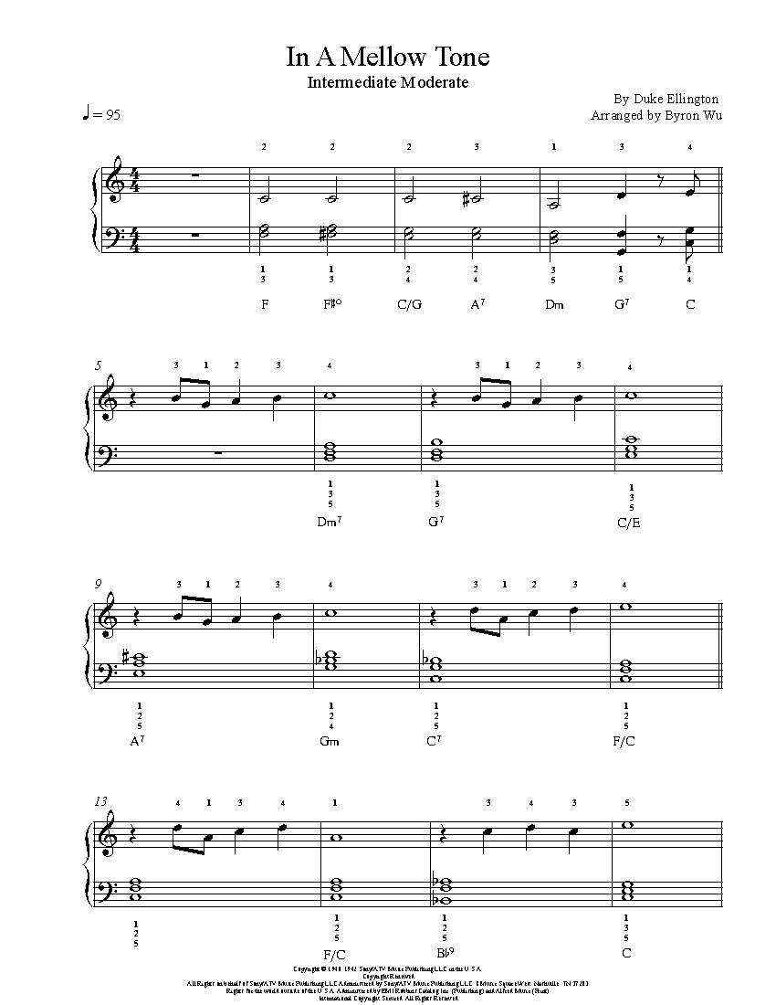 In A Mellow Tone by Duke Ellington Feat. Ella Fitzgerald Piano Sheet