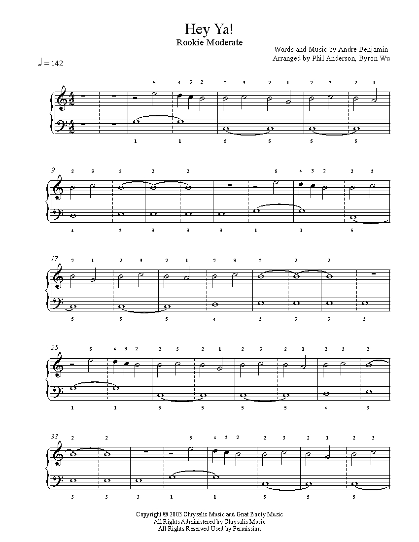 Hey Ya! by Outkast Piano Sheet Music | Rookie Level