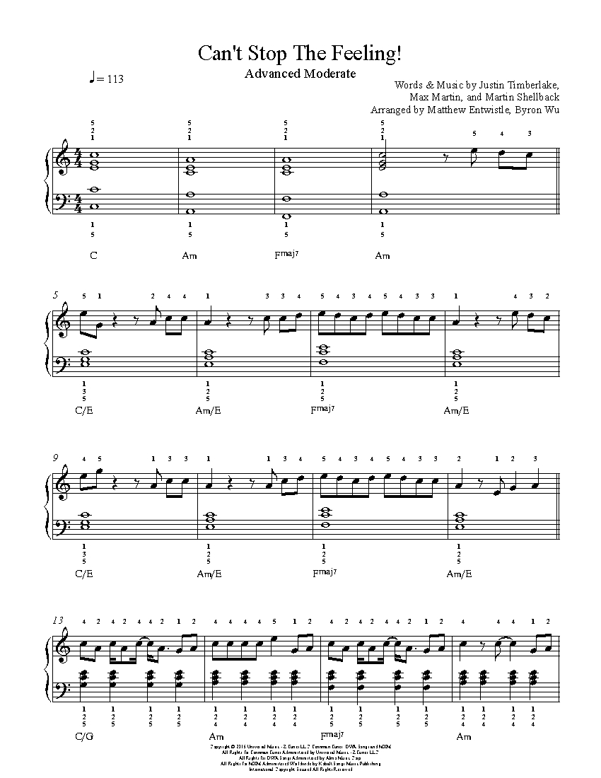 cant stop the feeling by justin timberlake piano sheet music feelings piano sheet music