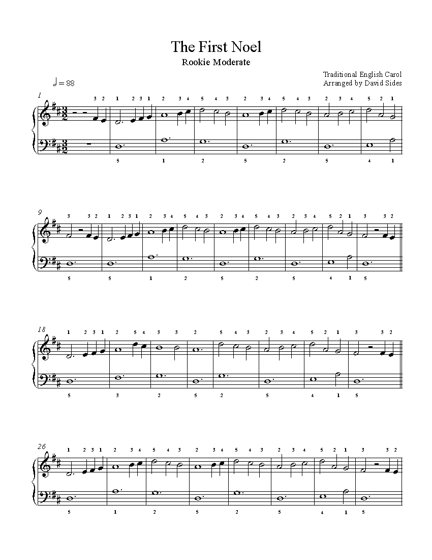 The First Noel by Traditional Piano Sheet Music | Rookie Level