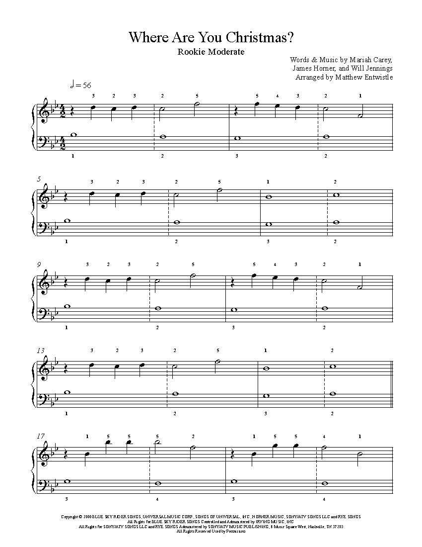 Where Are You Christmas By Faith Hill Piano Sheet Music Rookie Level