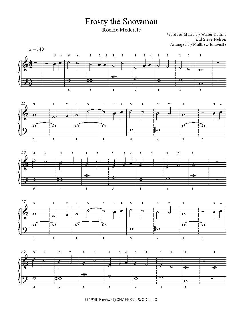 Frosty The Snow Man by Steve Nelson Piano Sheet Music | Rookie Level