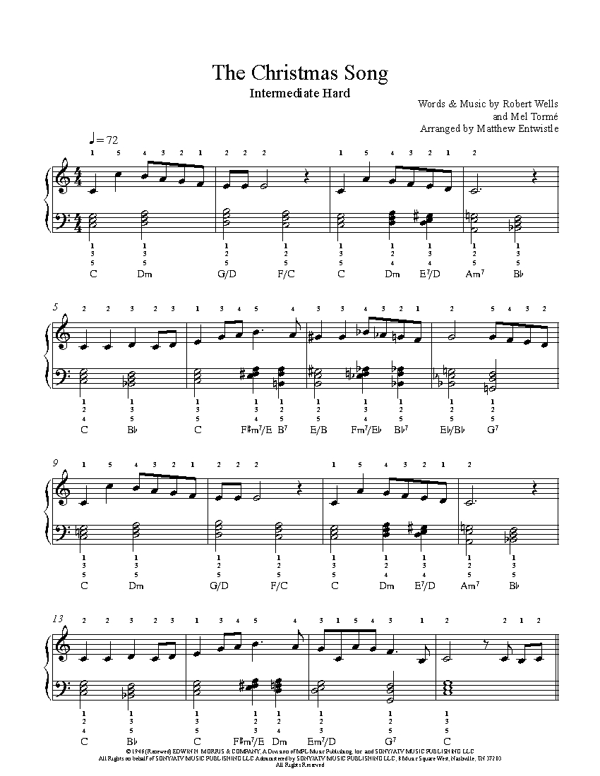 Christmas Song Lyrics Piano Notes