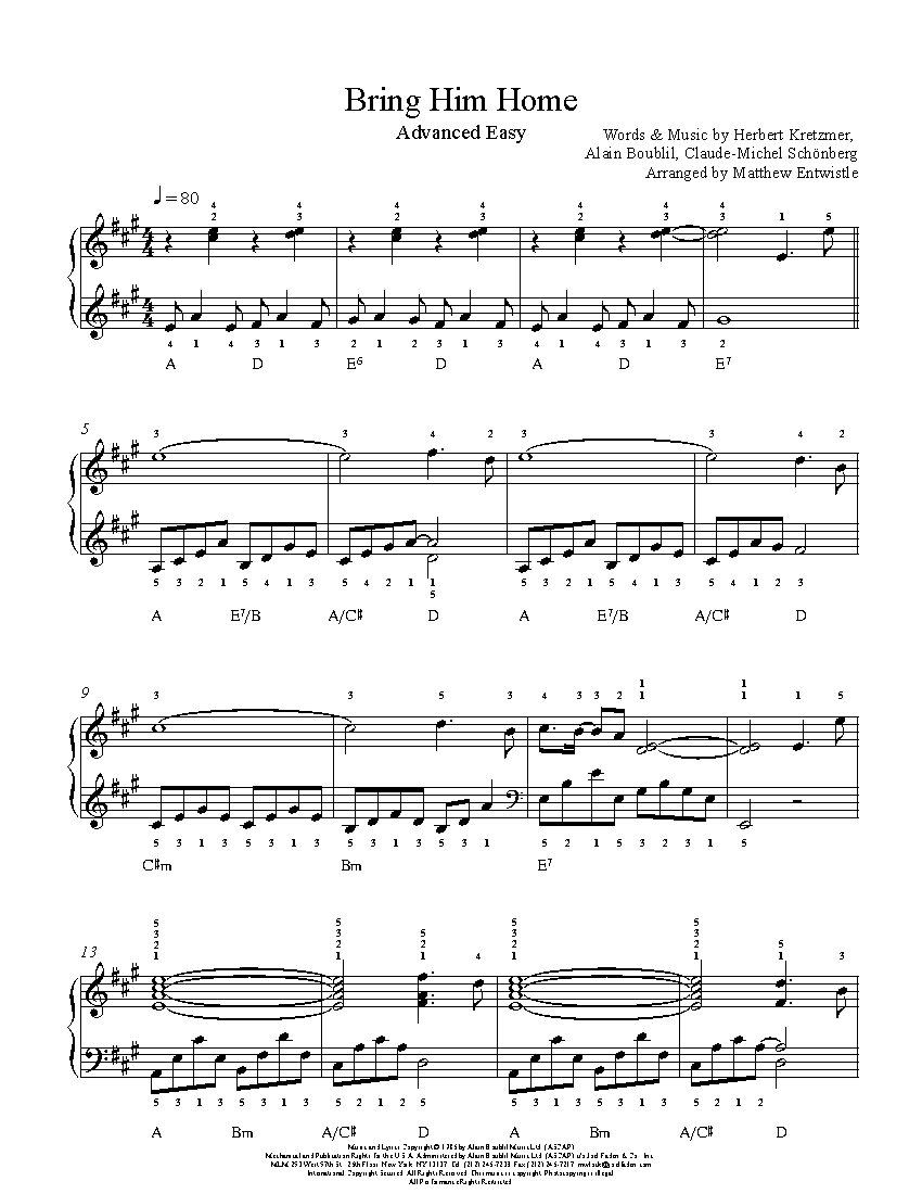 Bring Him Home by Les Miserables Piano Sheet Music Advanced Level