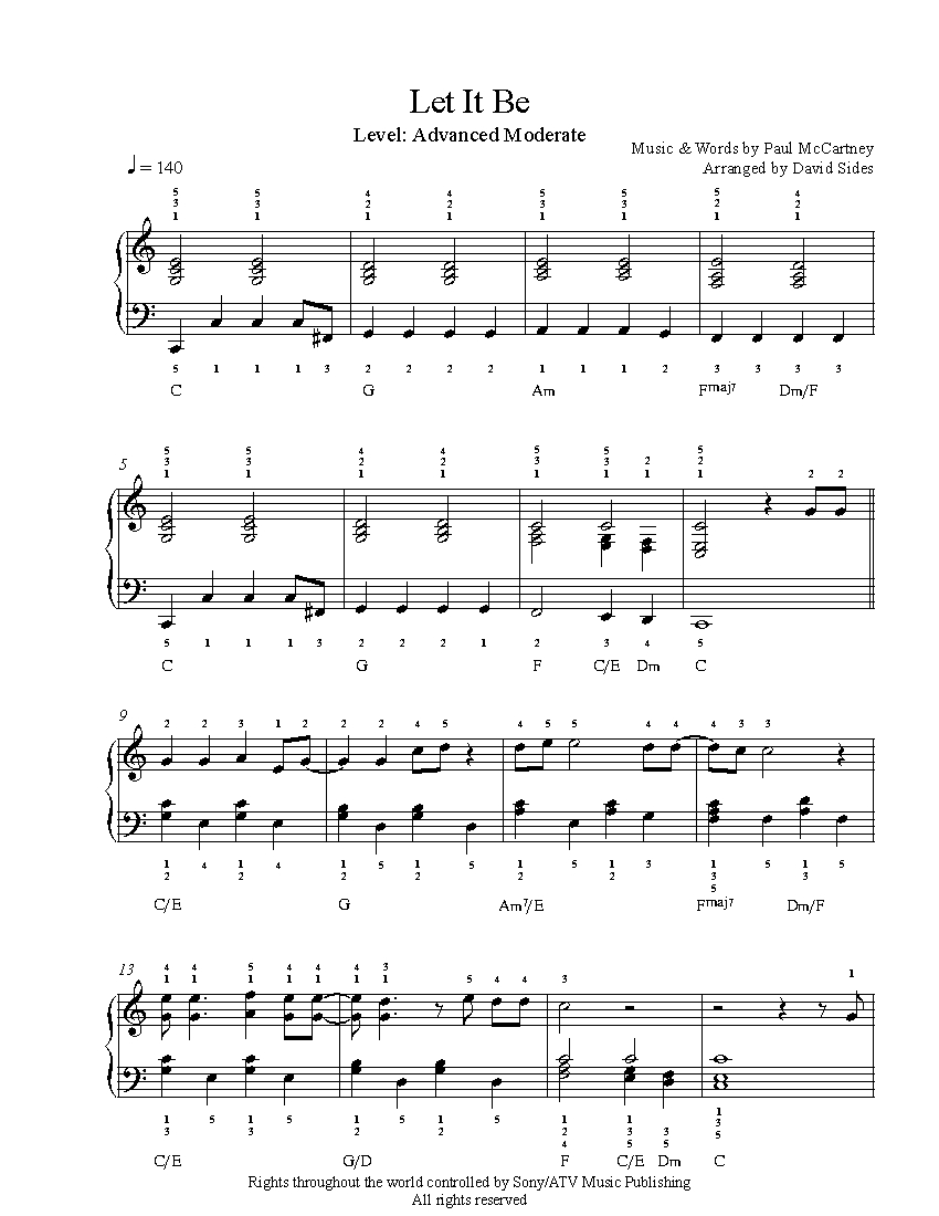 Let It Be by The Beatles Piano Sheet Music | Advanced Level