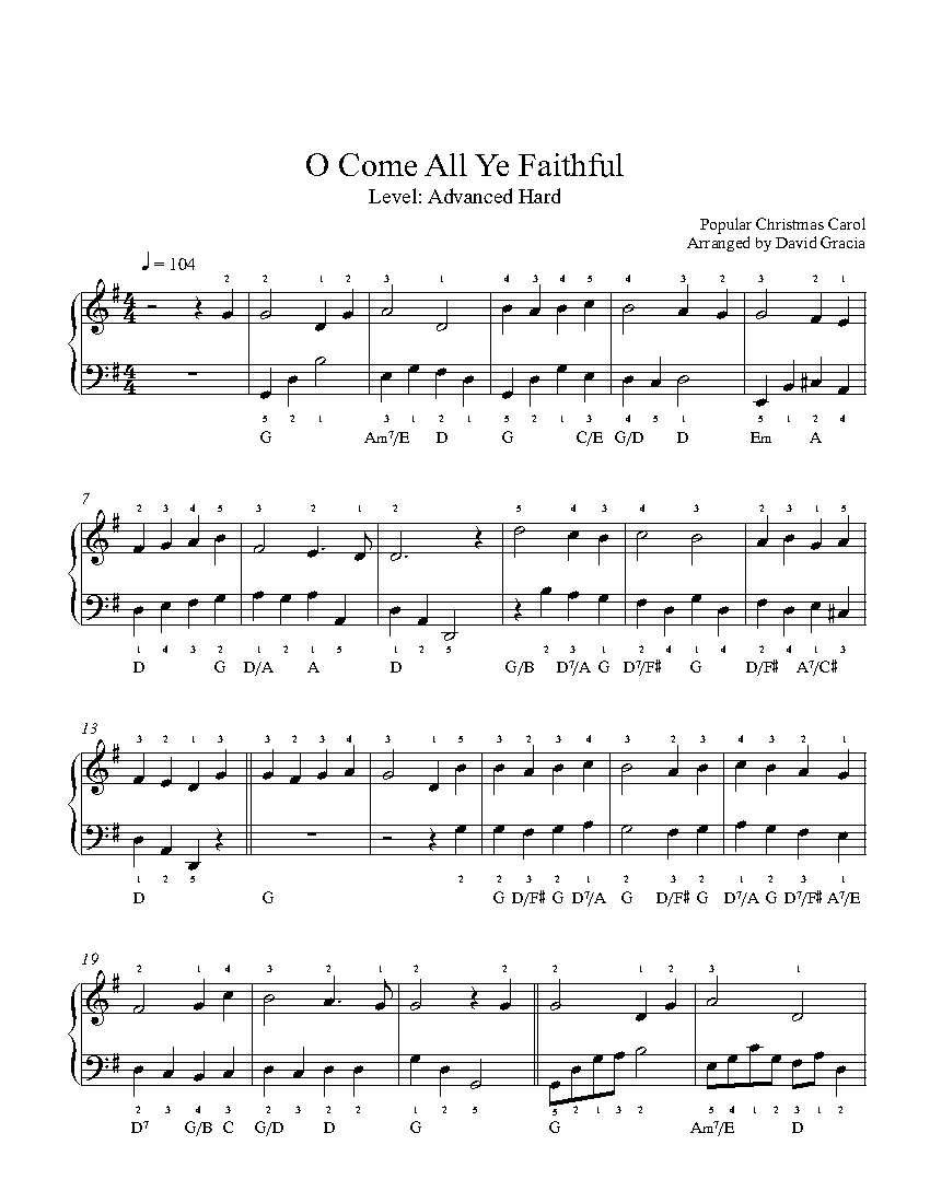 O Come All Ye Faithful by Traditional Piano Sheet Music | Advanced Level