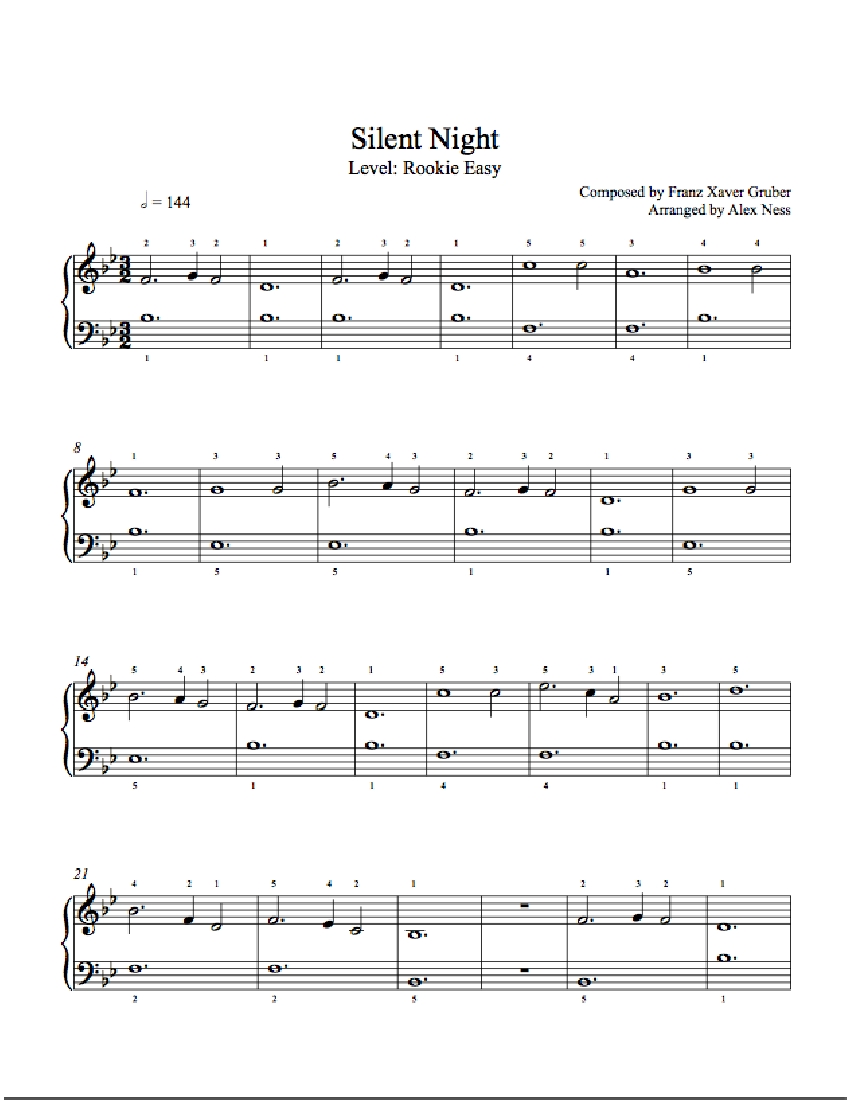 Silent Night by Traditional Piano Sheet Music | Rookie Level