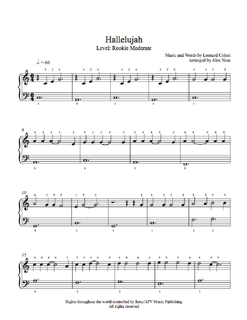 Hallelujah by Jeff Buckley Piano Sheet Music | Rookie Level