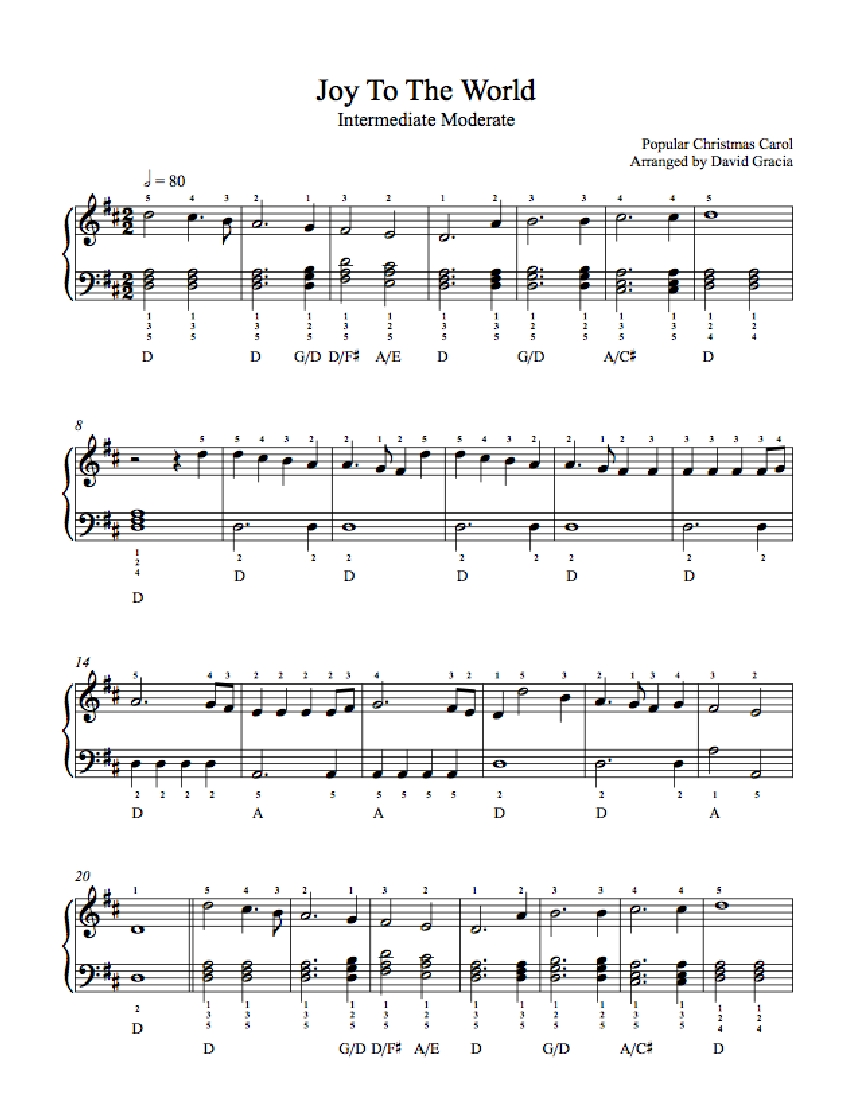 Joy to the World by Traditional Piano Sheet Music Intermediate Level