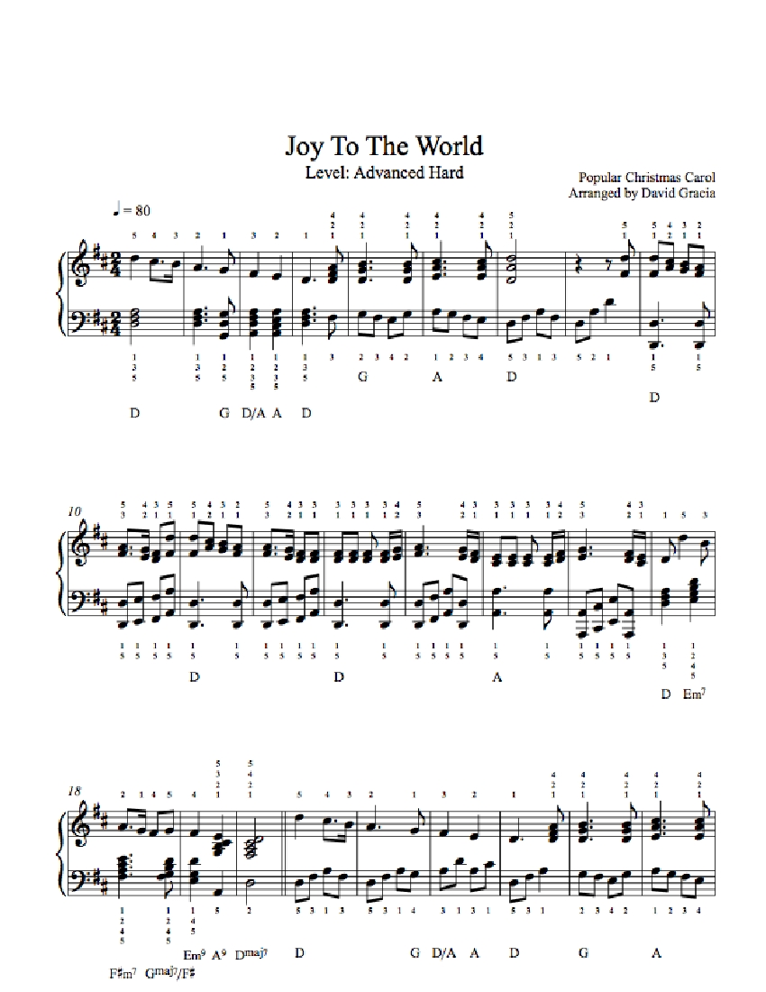 Joy To The World By Traditional Piano Sheet Music Advanced Level