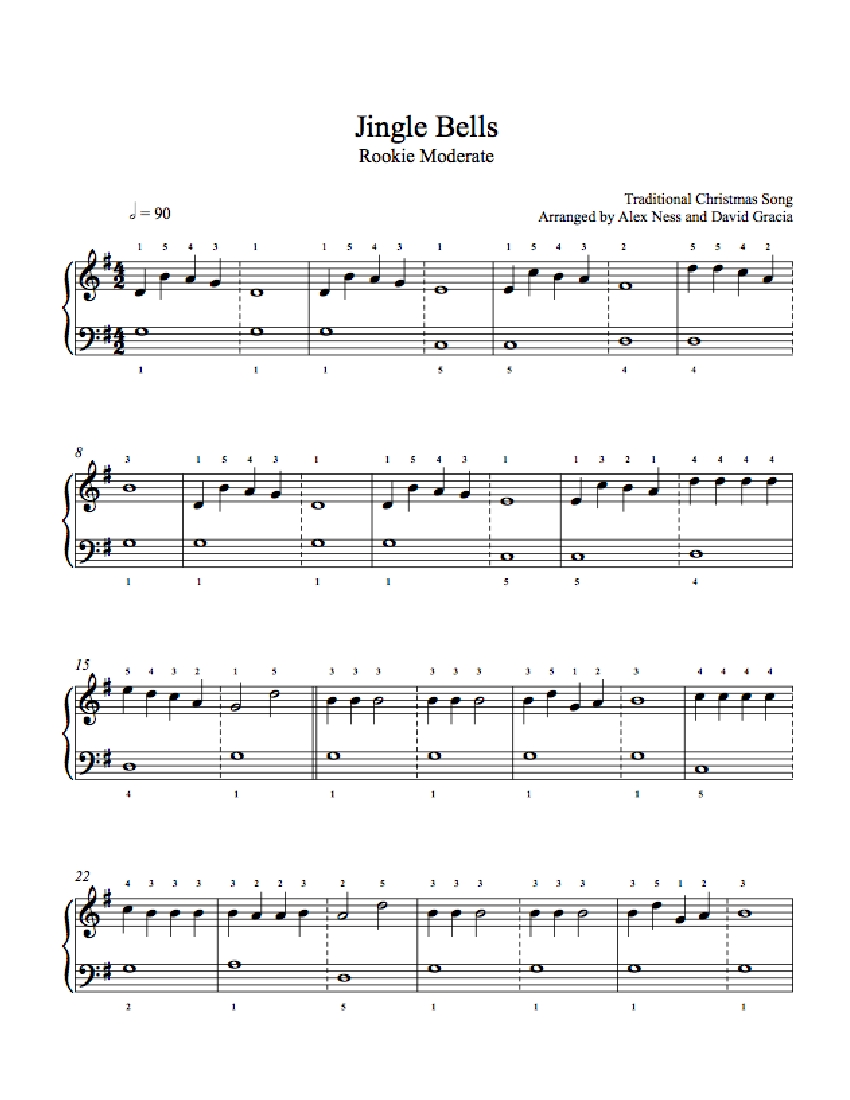 Jingle Bells by Traditional Piano Sheet Music Rookie Level