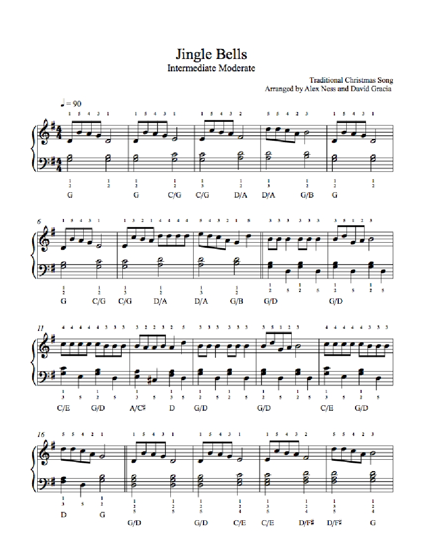 Jingle Bells by Traditional Piano Sheet Music | Intermediate Level