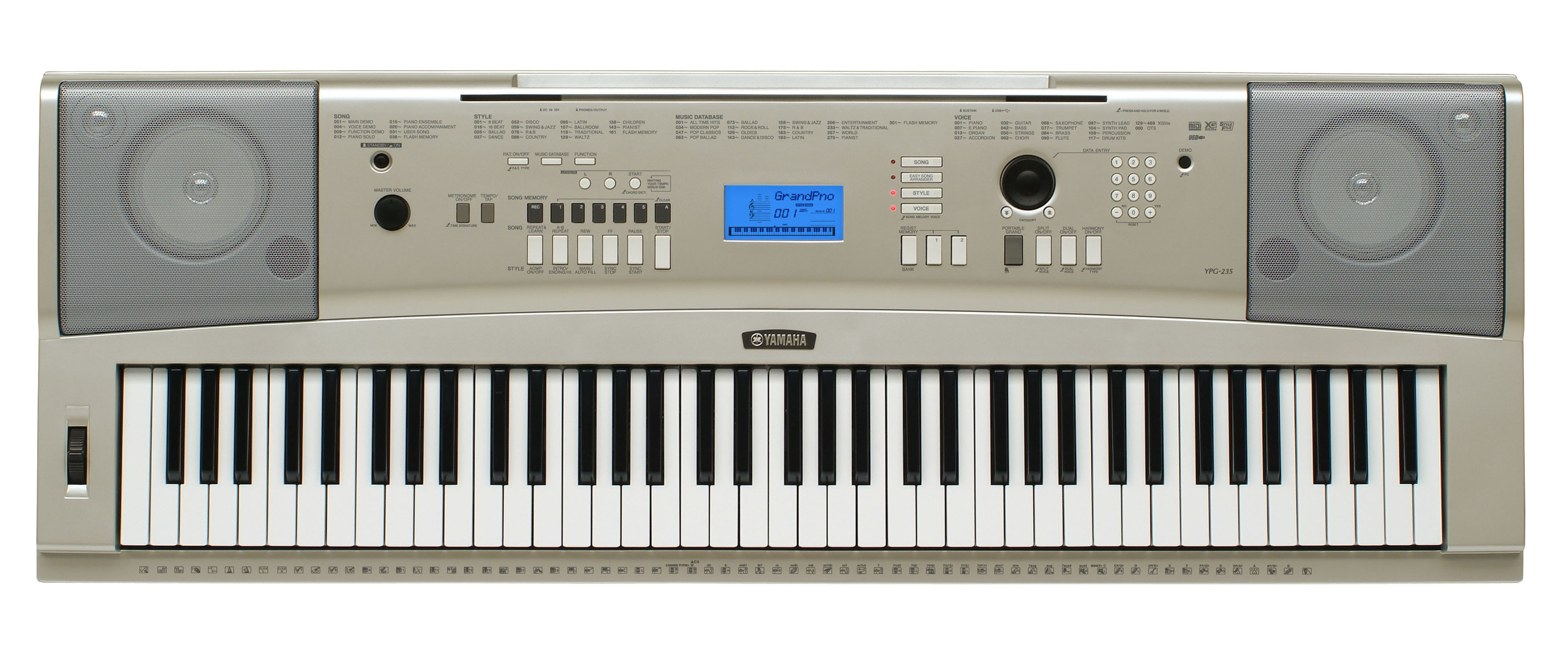 Yamaha YPG235 76 Key Keyboard with Subscription Playground Sessions