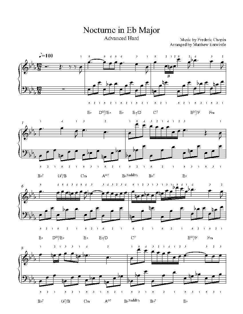 Nocturne In Eb Major By Frederic Chopin Sheet Music Lesson Advanced 