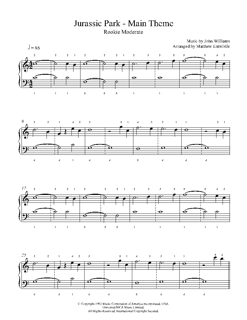 Jurassic park theme song piano sheet music free pdf