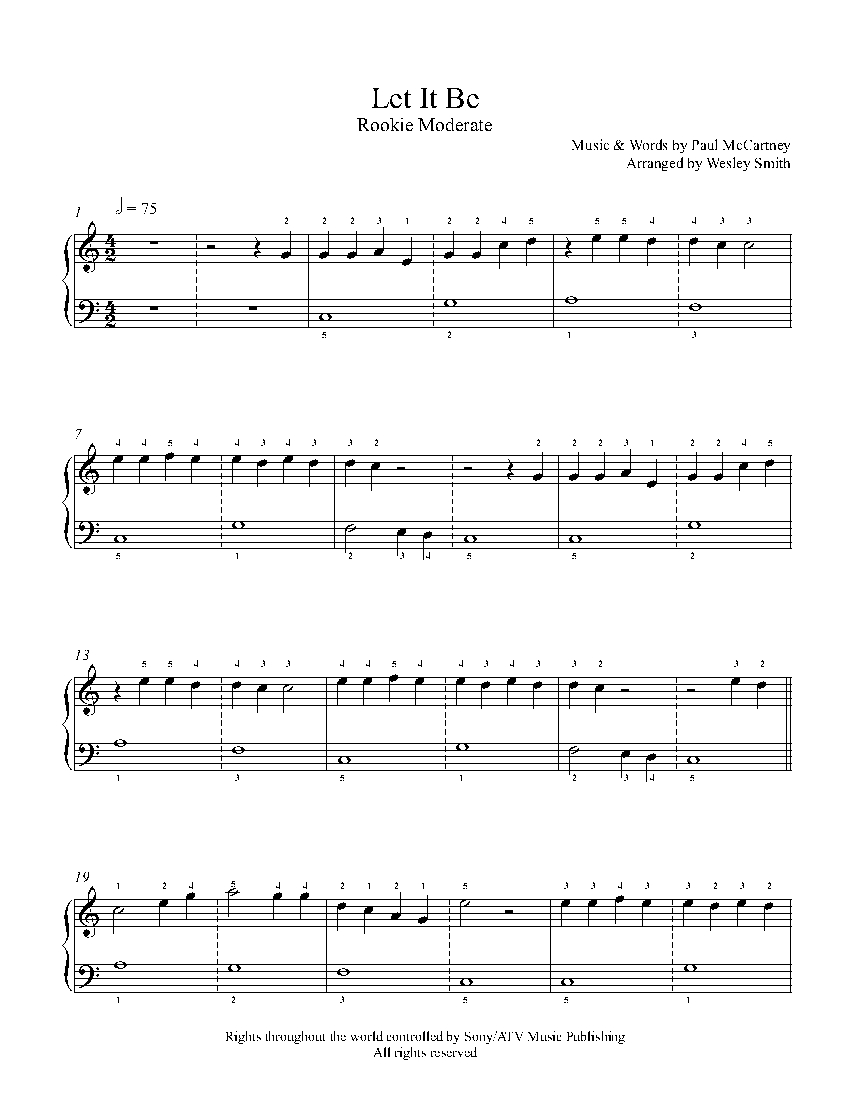 Let It Be by The Beatles Piano Sheet Music | Rookie Level