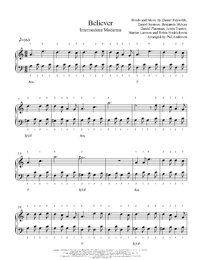 Imagine Dragons - Believer (piano cover) : r/piano