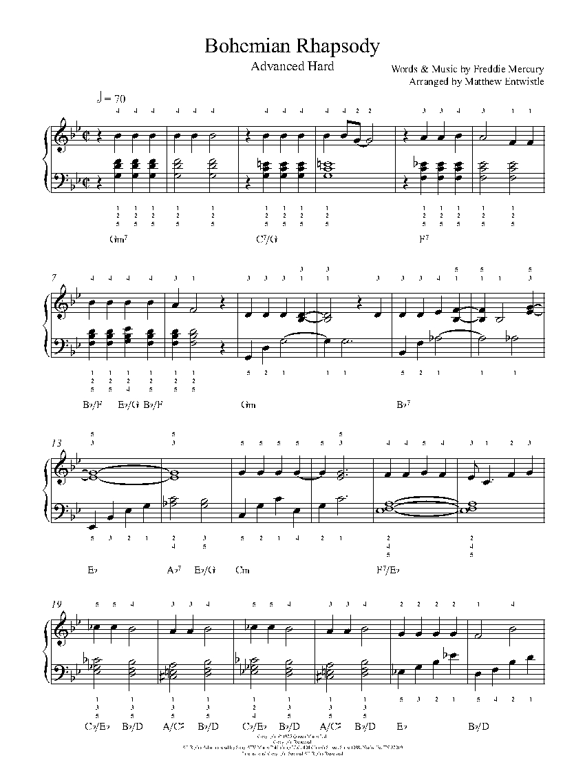 free piano sheet music bohemian rhapsody pdf