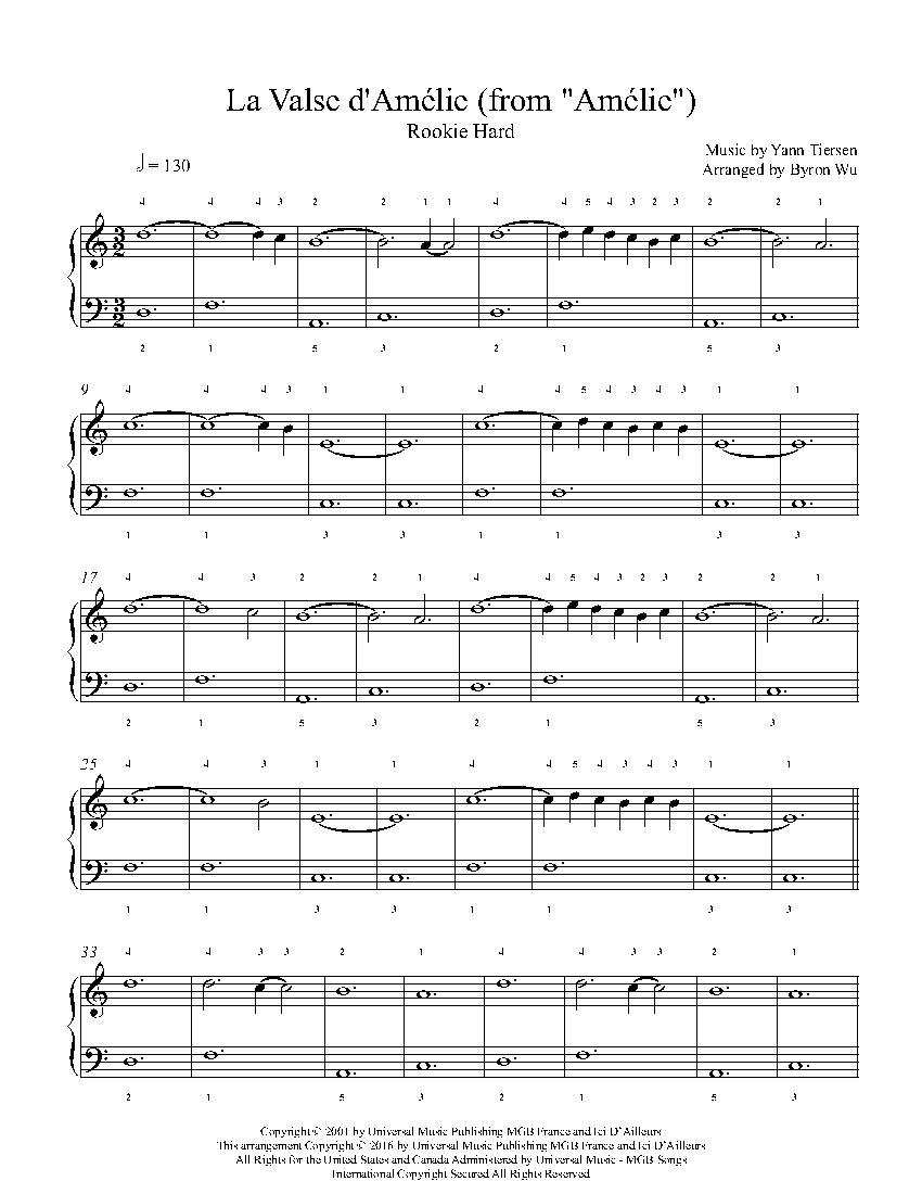 La Valse D Amelie By Yann Tiersen Piano Sheet Music Rookie Level Play music sheets from amelie using a variety of online instruments at virtual piano; la valse d amelie by yann tiersen piano