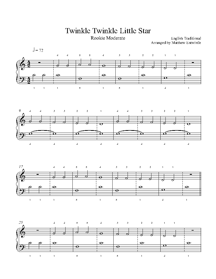 Twinkle Twinkle Little Star by Traditional Piano Sheet Music | Rookie Level
