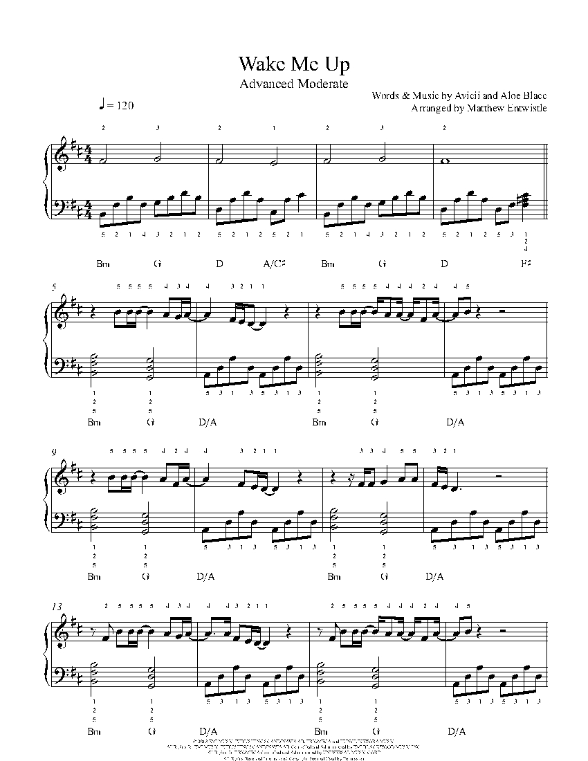 Wake Me Up by Avicii Piano Sheet Music | Advanced Level