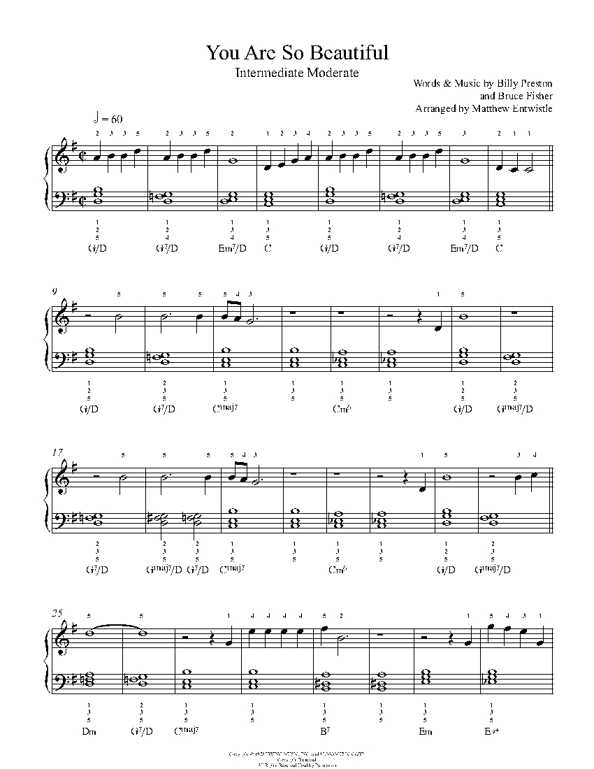 Are So Beautiful Joe Cocker Sheet Music & Lesson | Intermediate Level