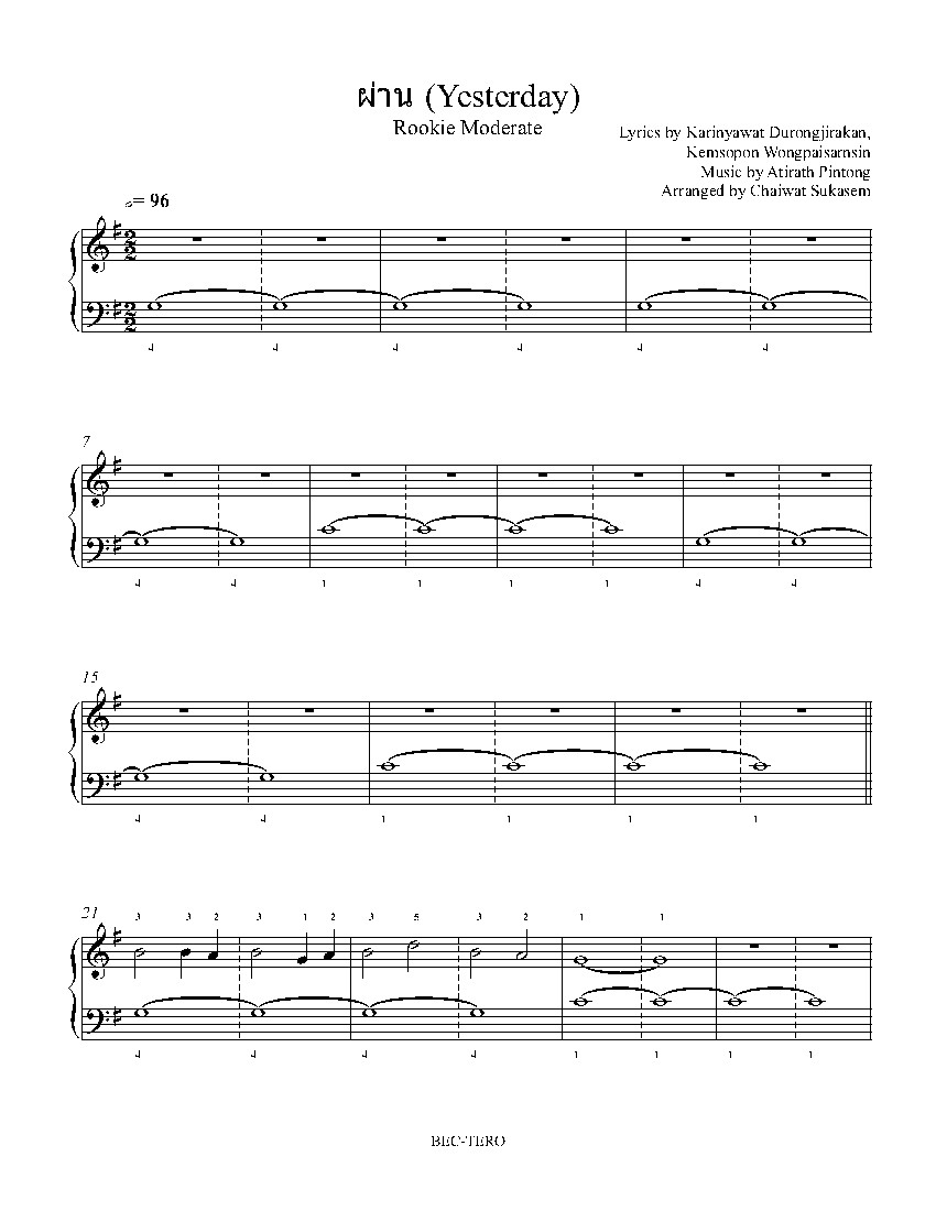 Yesterday sheet music