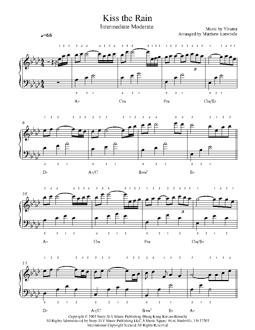 Kiss The Rain By Yiruma Sheet Music & Lesson | Intermediate Level