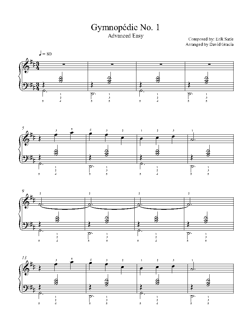 Gymnopedie by Erik Satie Piano Sheet Music | Advanced Level