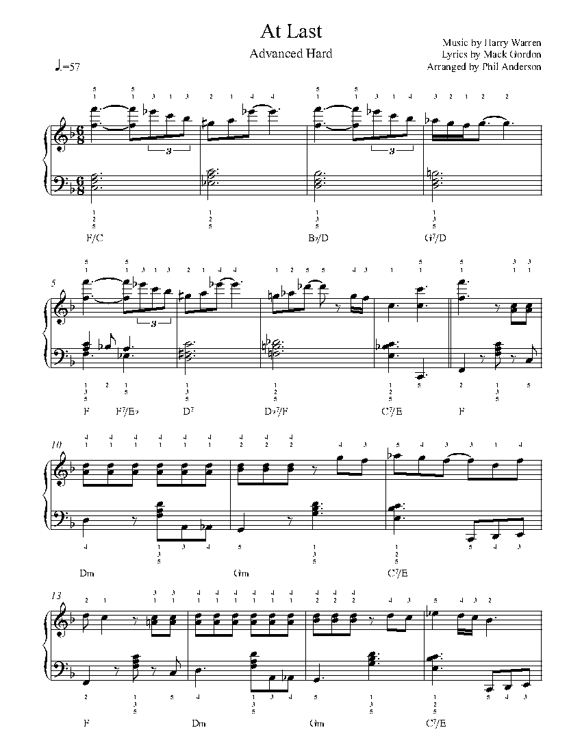 At Last by Etta James Piano Sheet Music | Advanced Level