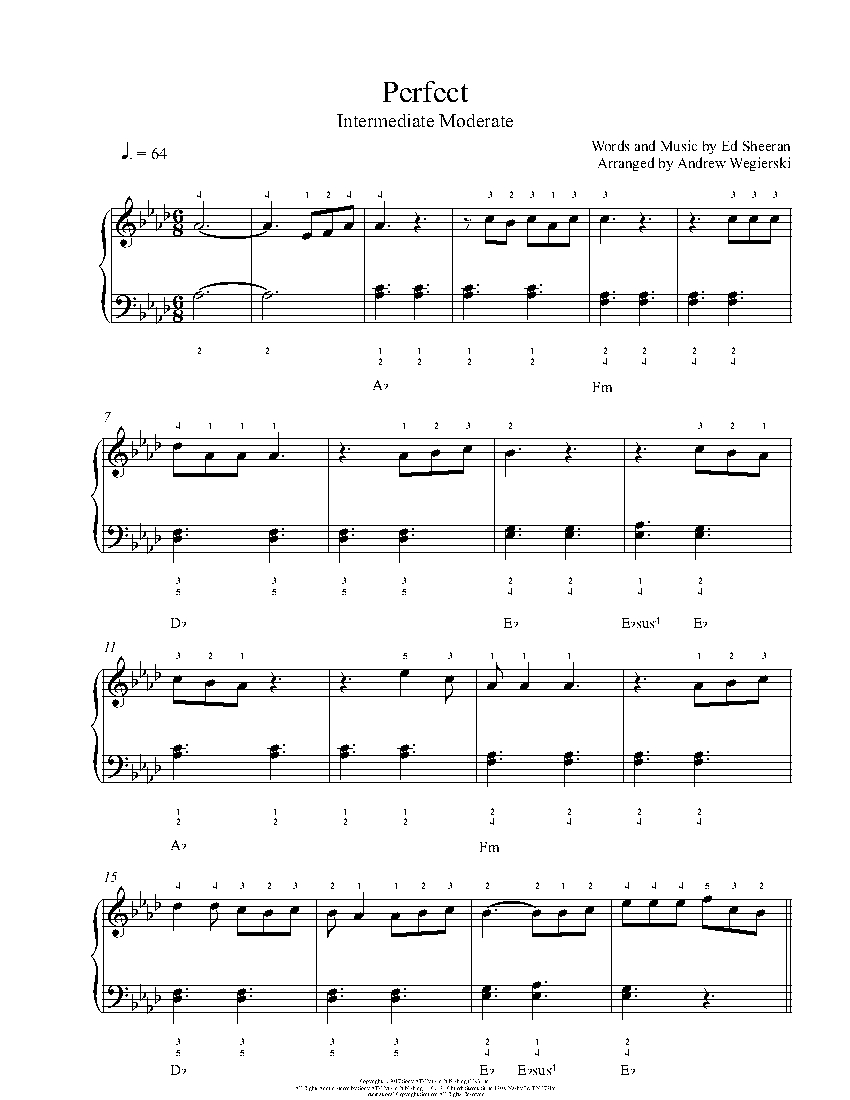 Perfect by Ed Sheeran Piano Sheet Music | Intermediate Level