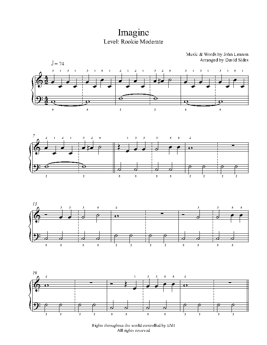 Imagine John Lennon Piano Sheet Music Free Best Music Sheet