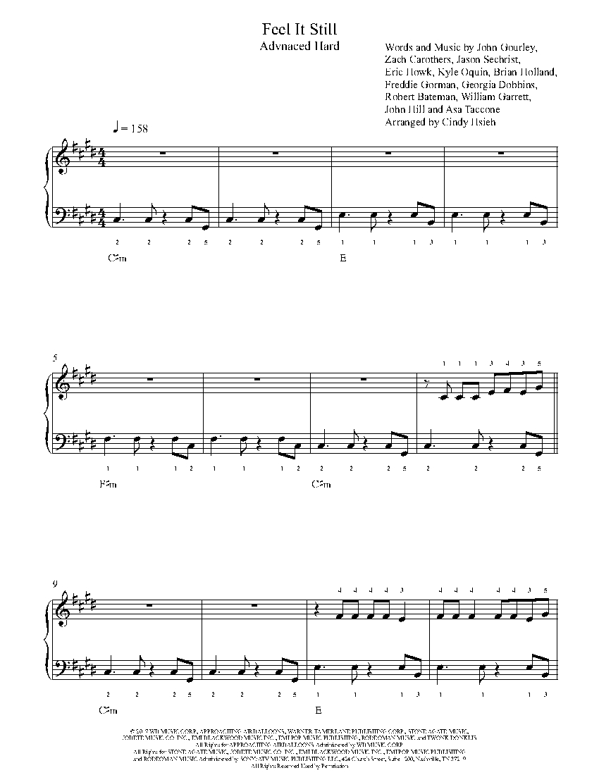 Feel It Still By Portugal The Man Piano Sheet Music Advanced Level