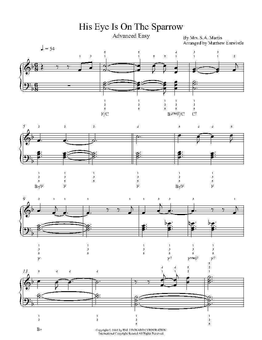 His Eye Is On The Sparrow by Mahalia Jackson Sheet Music & Lesson ...
