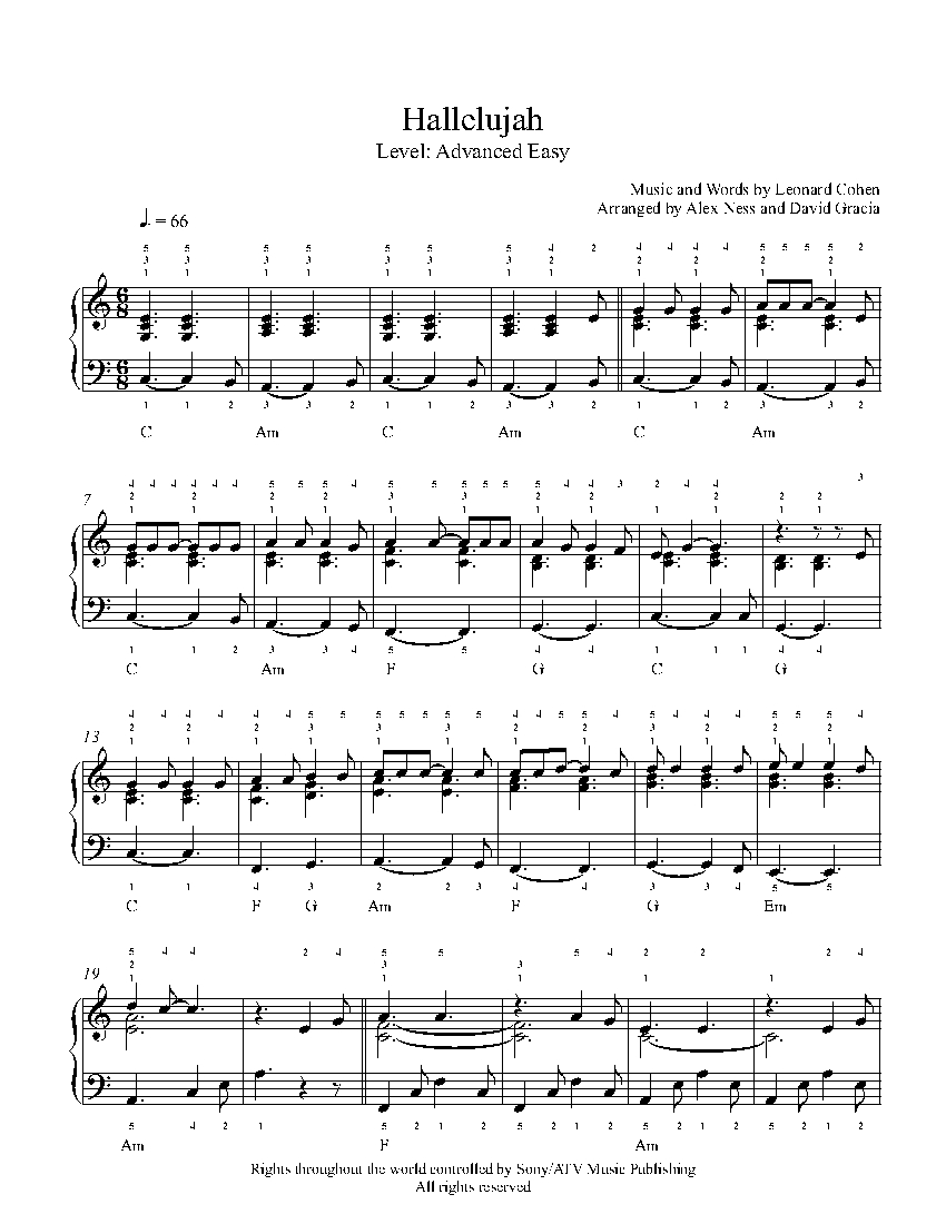 Hallelujah by Jeff Buckley Piano Sheet Music Advanced Level