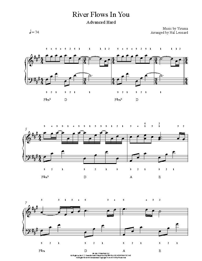 River Flows In You By Yiruma Piano Sheet Music Advanced Level
