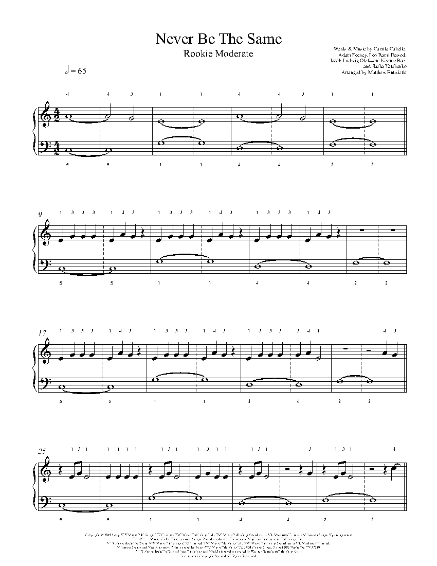 Never Be The Same sheet music