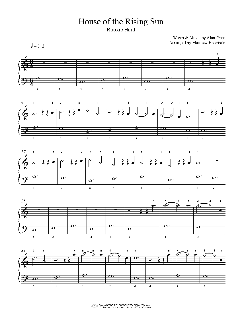 House Of The Rising Sun By The Animals Piano Sheet Music Rookie Level,French Country Bathroom Decor Ideas