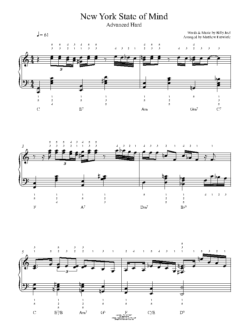 New York State Of Mind by Billy Joel Piano Sheet Music | Advanced Level