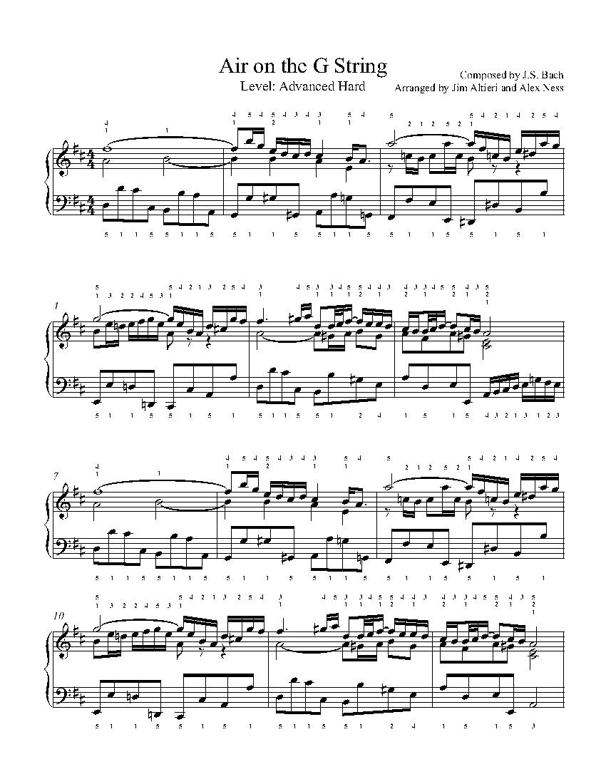 Air on the G String by J.S. Bach Piano Sheet Music | Advanced Level