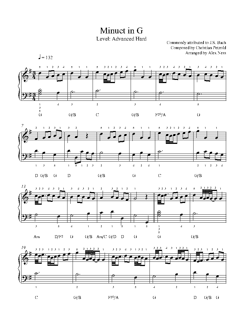 Necesitar Monografía El principio Minuet in G by J.S. Bach Sheet Music & Lesson | Advanced Level