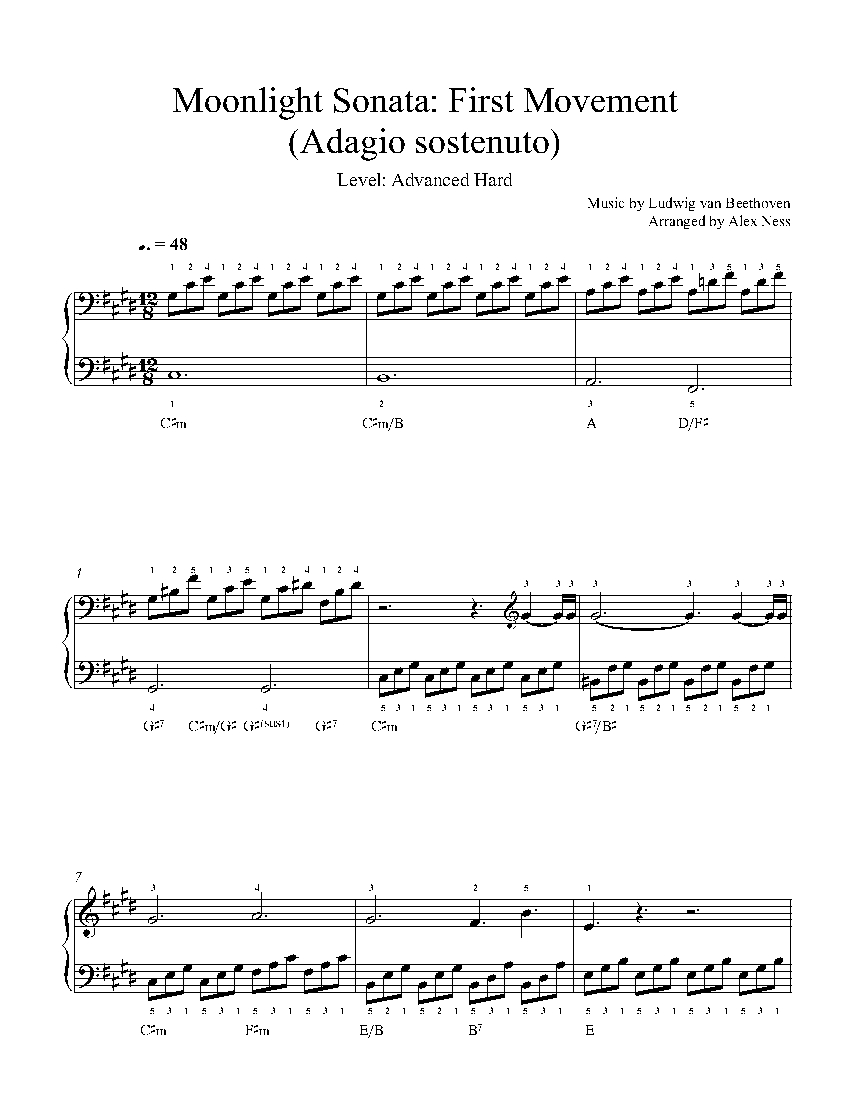 Sonata by Ludwig Beethoven Piano Sheet Music Advanced Level