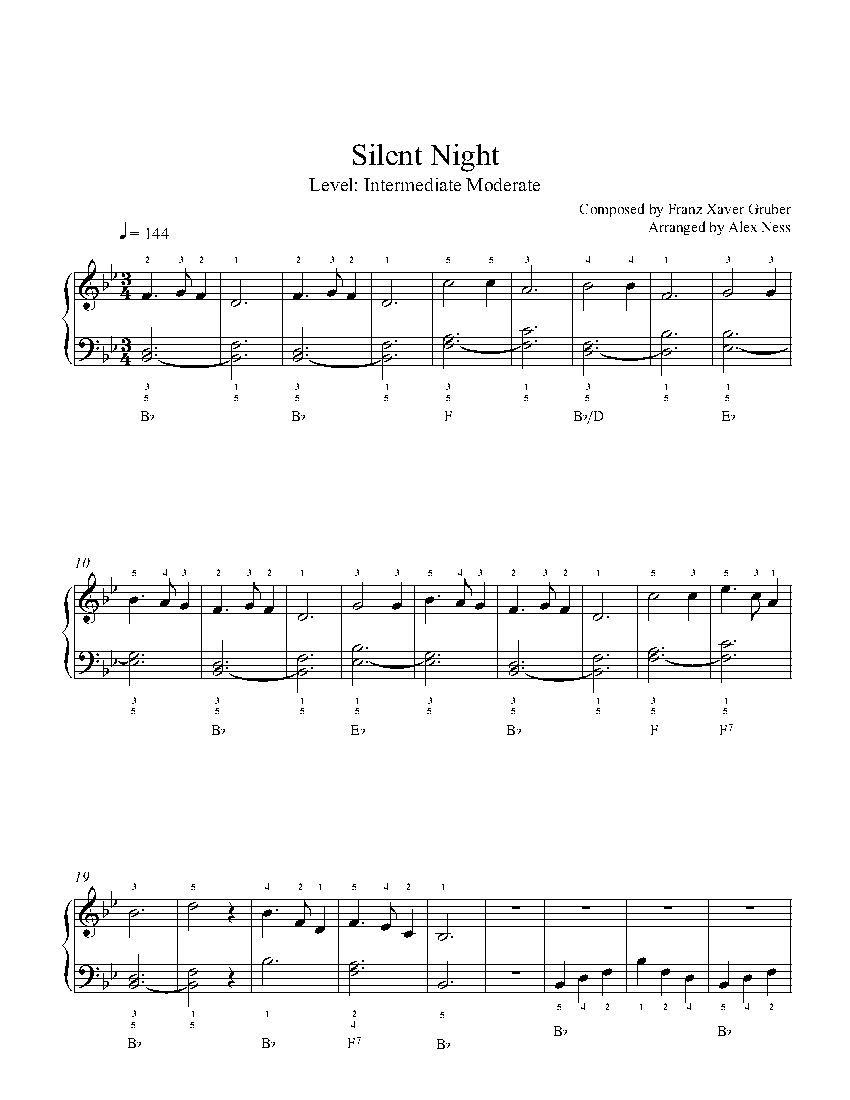 Silent Night by Traditional Piano Sheet Music | Intermediate Level
