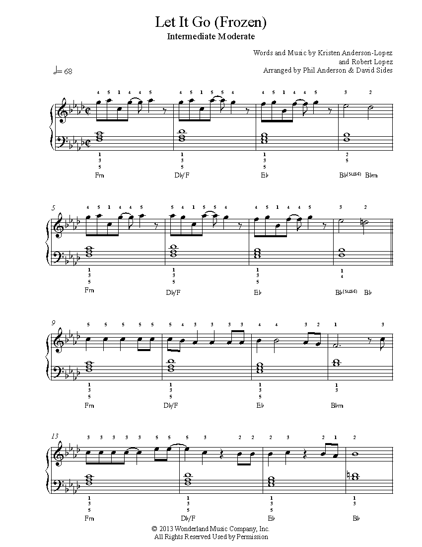 clarinet sheet music for let it go