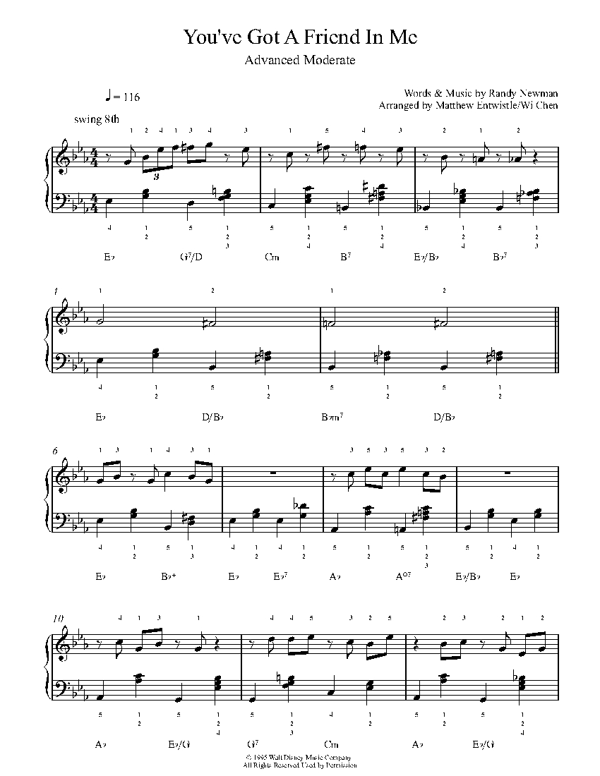 You Ve Got A Friend In Me By Randy Newman Piano Sheet Music Advanced Level