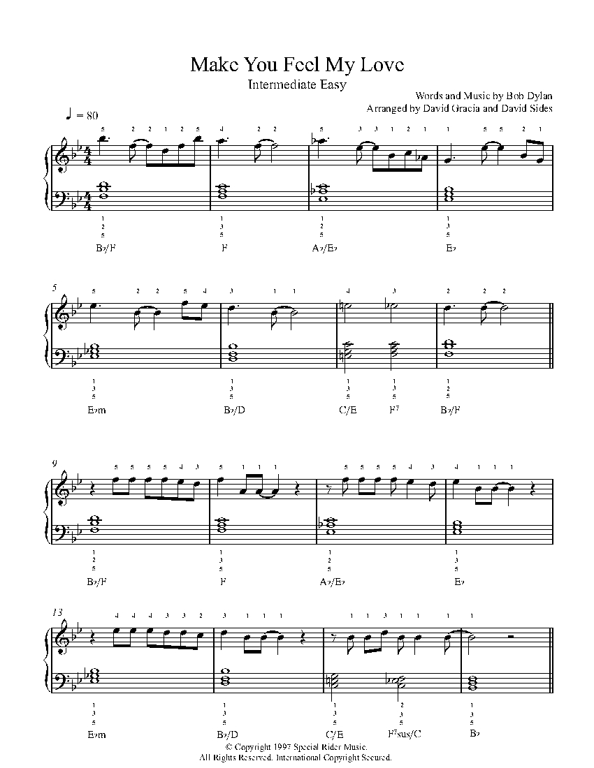 Make You Feel My Love by Adele Piano Sheet Music | Intermediate Level