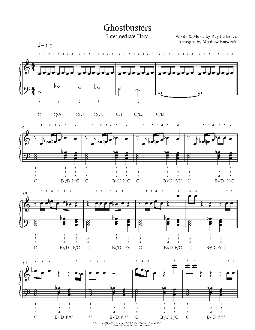 Ghostbusters by Ray Parker Jr. Piano Sheet Music | Intermediate Level
