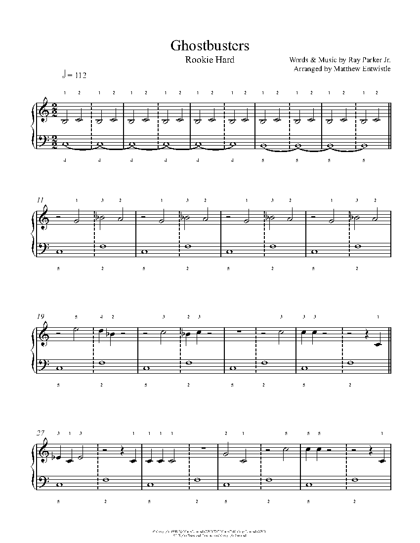 Ghostbusters by Ray Parker Jr. Piano Sheet Music | Rookie Level