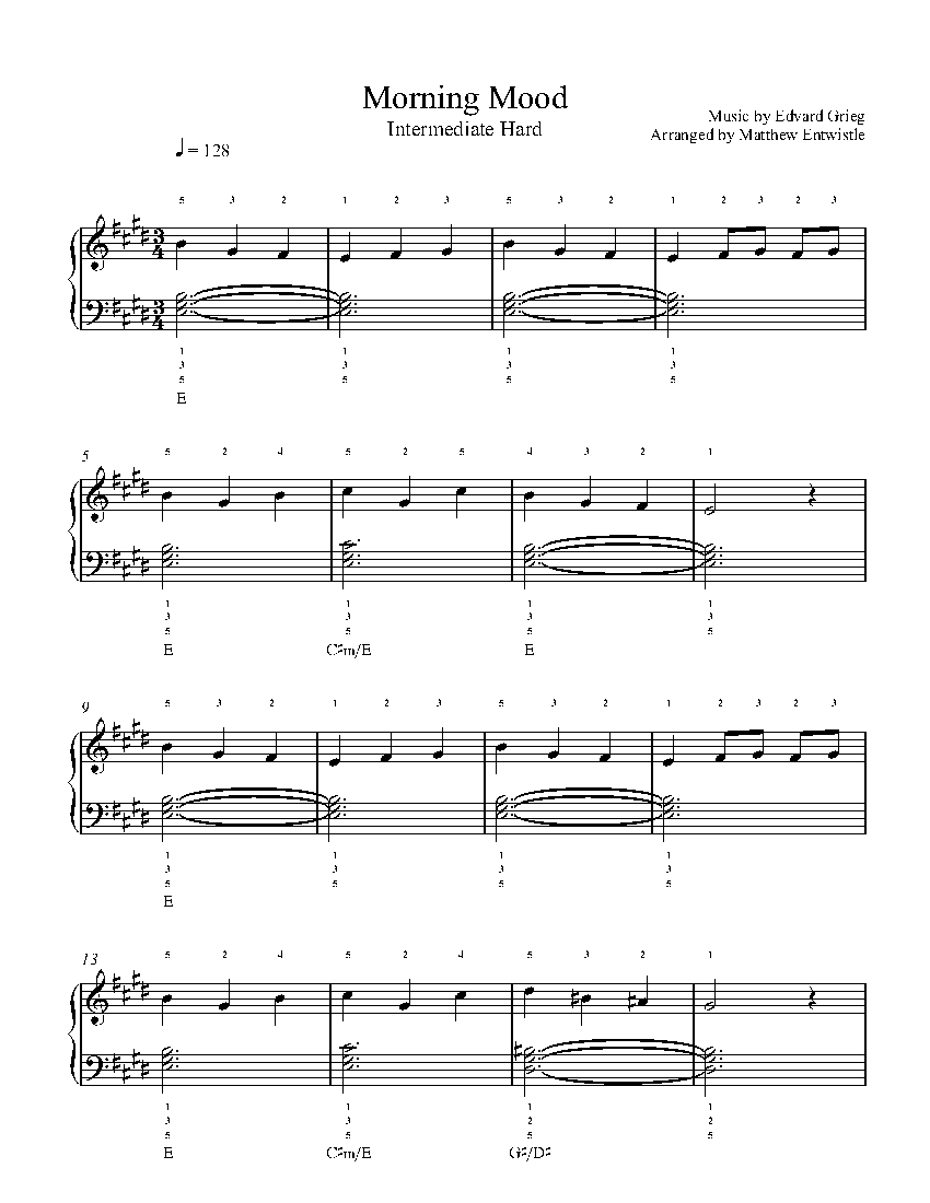 Morning Mood By Edvard Grieg Piano Sheet Music Intermediate Level Morning Mood By Edvard Grieg Piano Sheet Music Intermediate Level